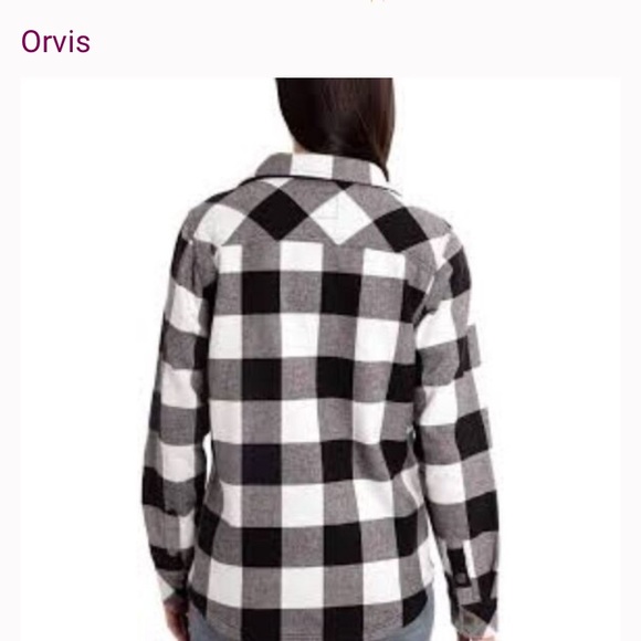 Orvis Fleece Lined Cotton Black and White Buffalo Check Jacket SZ Large! - Picture 4 of 9